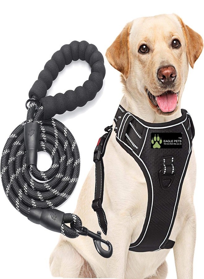 Eagle Pets Premium No‑Pull Dog Harness with Rope Leash - Adjustable Vest Heavy-Duty, Comfortable Belt for Training, Walking, Hiking.Best for 10-20kg Dogs. (Black, Medium) - Image 1